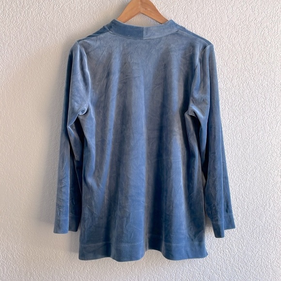 J Jill Pure Jill V-Neck Velour Pullover Tunic Top Size Medium - Picture 3 of 6